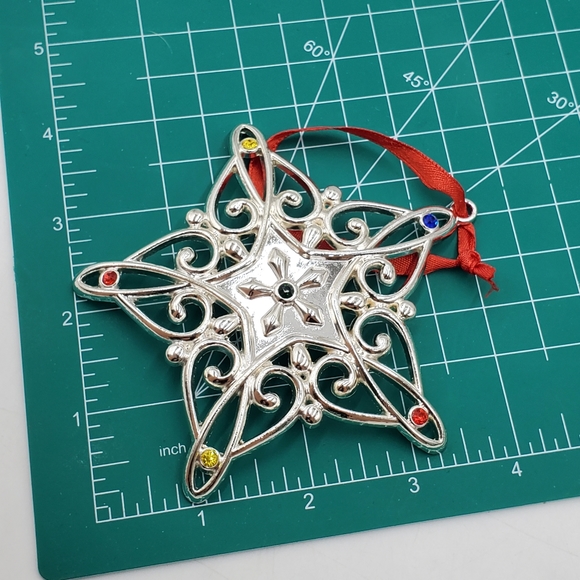 3/$15🖤 Lenox Sparkle and Scroll Silver Plated Star XMAS Ornament - Picture 5 of 5